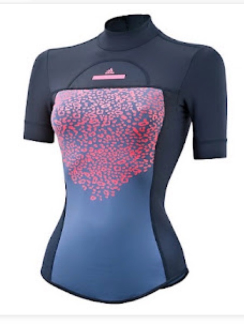 Adidas x Stella Mccartney Swim Performance Rashguard Top Leopard Blue Pink Small